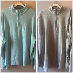 Polo Ralph Lauren Men’s XXL 1/4 Zip Pullover Shirt Lot Of 2 Blue Gray